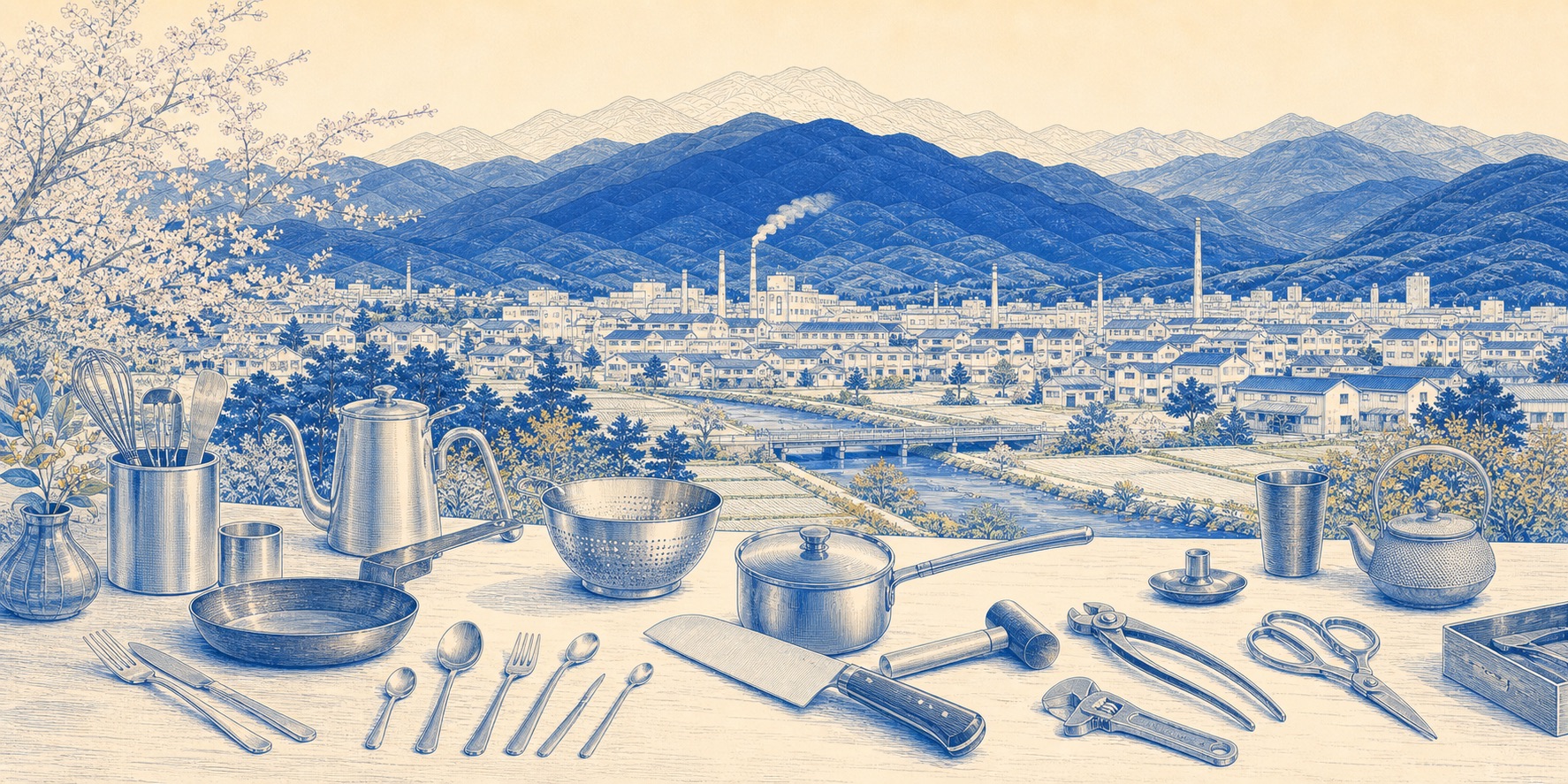 燕三条產品、餐具與工具品牌插畫